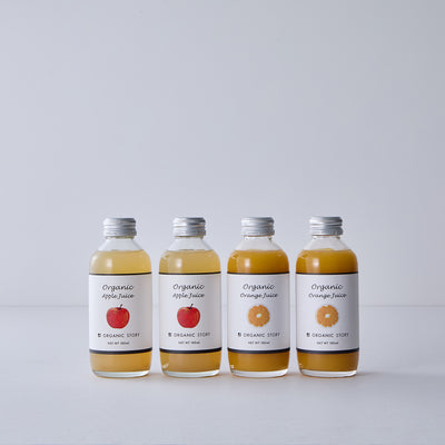 【ギフト・4本セット】りんご・オレンジジュース(オーガニック・ストレート果汁100%)}