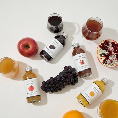 NEW！【4本セット】ざくろ･りんご･ぶどう･オレンジジュース(オーガニック・ストレート果汁100%)}