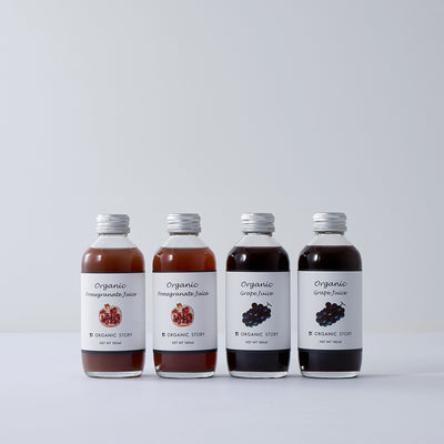 NEW！【4本セット】ざくろ・ぶどうジュース(オーガニック・ストレート果汁100%)}